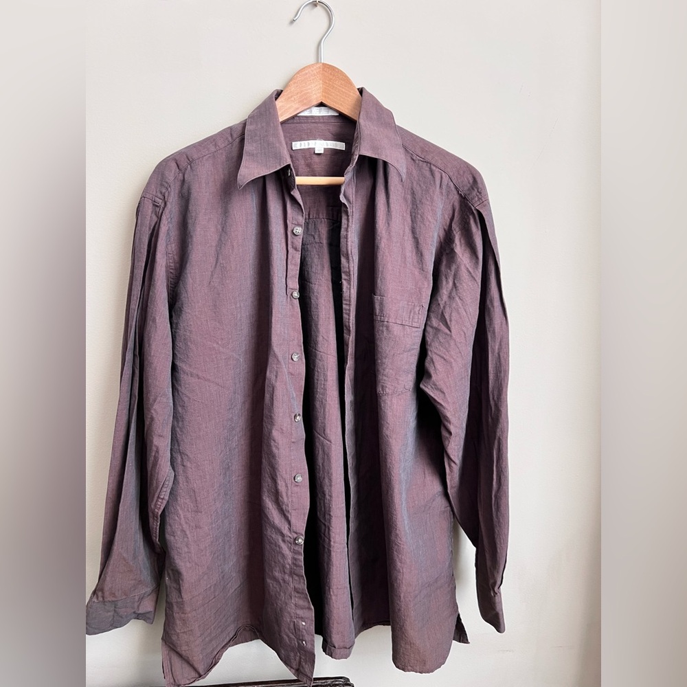Perry Ellis Men's Casual Button Down Shirt in Deep Purple